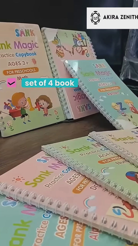 Sank Magic Practice Copybook, (4 Book + 10 Refill+ 1Pen +1 Grip)